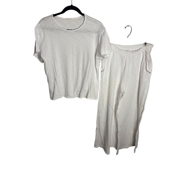 Pitusa Set Slub Knit Wide Leg Pants and Top Women’s Size Medium - Picture 1 of 8